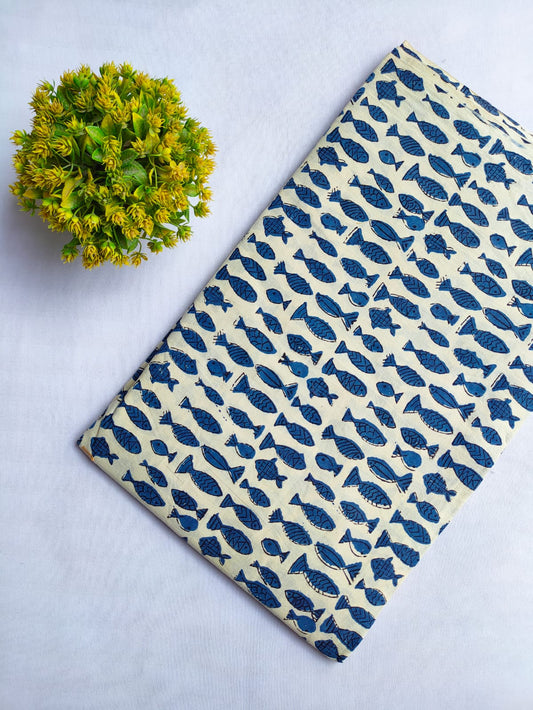 Bagru Dabu Indigo Batik Hand Block Cotton Fabric