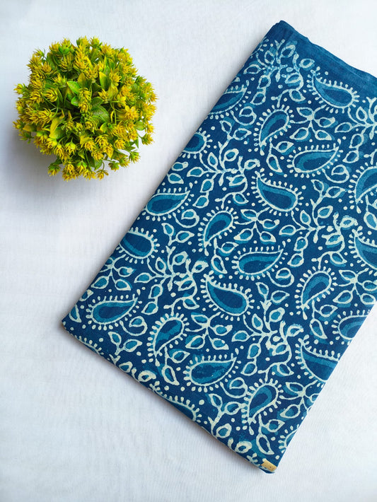 Bagru Dabu Indigo Batik Hand Block Cotton Fabric