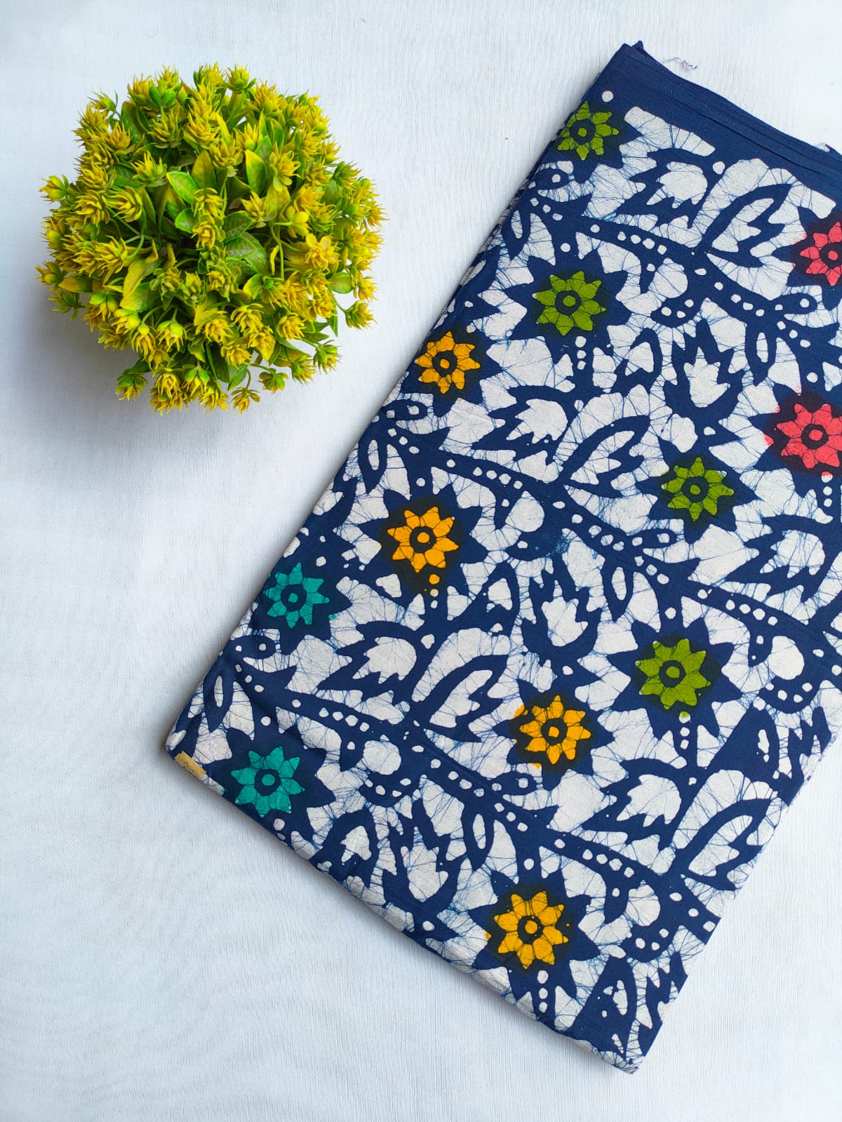 Bagru Dabu Indigo Batik Hand Block Cotton Fabric