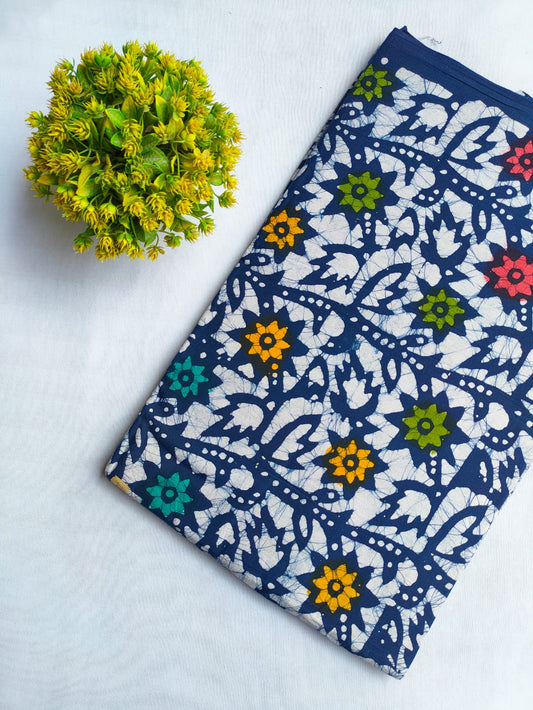 Bagru Dabu Indigo Batik Hand Block Cotton Fabric