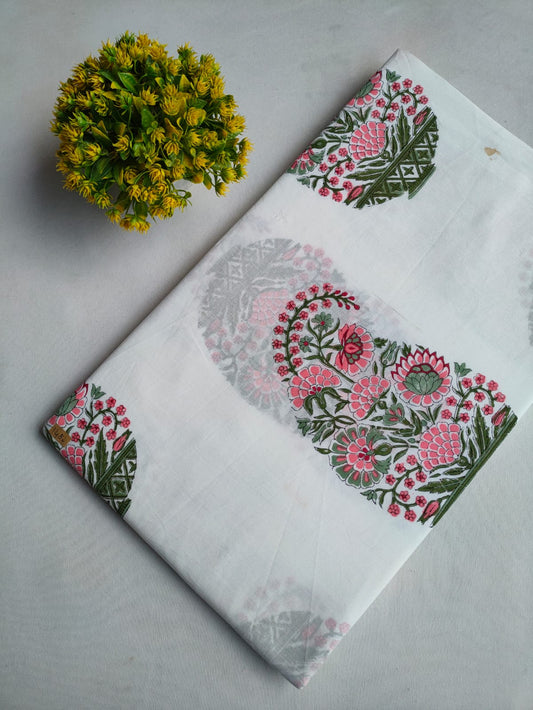 Pure Cotton Hand Block Printed Fabric - JBOR90