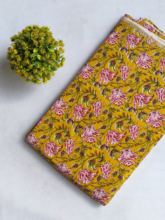 Hand Block Printed Pure Cotton Fabric In Running Length - JBRHS16