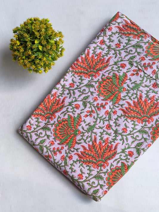 Hand Block Printed Pure Cotton Fabric In Running Length - JBRHS17