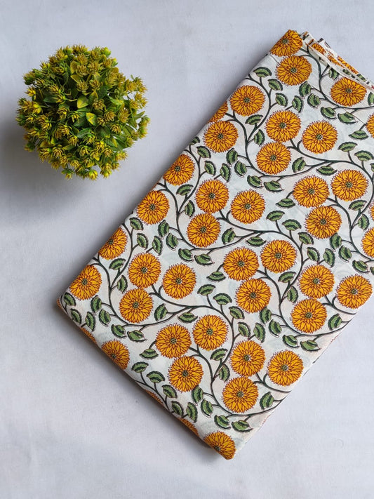 Hand Block Printed Pure Cotton Fabric In Running Length - JBRHS19