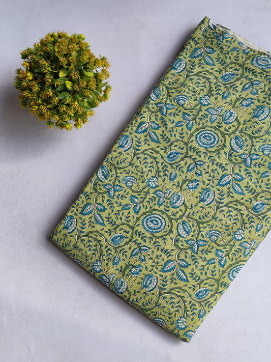 Hand Block Printed Pure Cotton Fabric In Running Length - JBRHS24