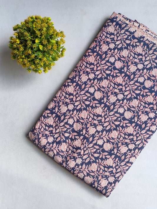 Hand Block Printed Pure Cotton Fabric In Running Length - JBRHS26