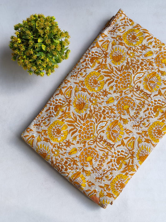 Hand Block Printed Pure Cotton Fabric In Running Length - JBRHS29