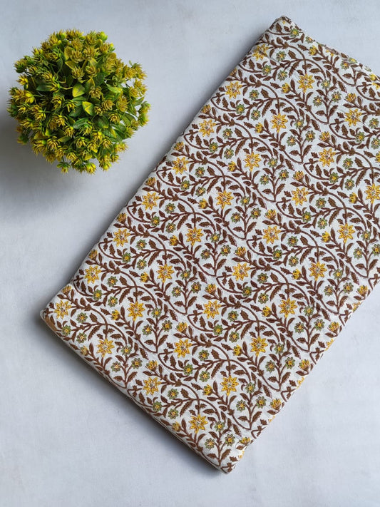 Hand Block Printed Pure Cotton Fabric In Running Length - JBRHS38