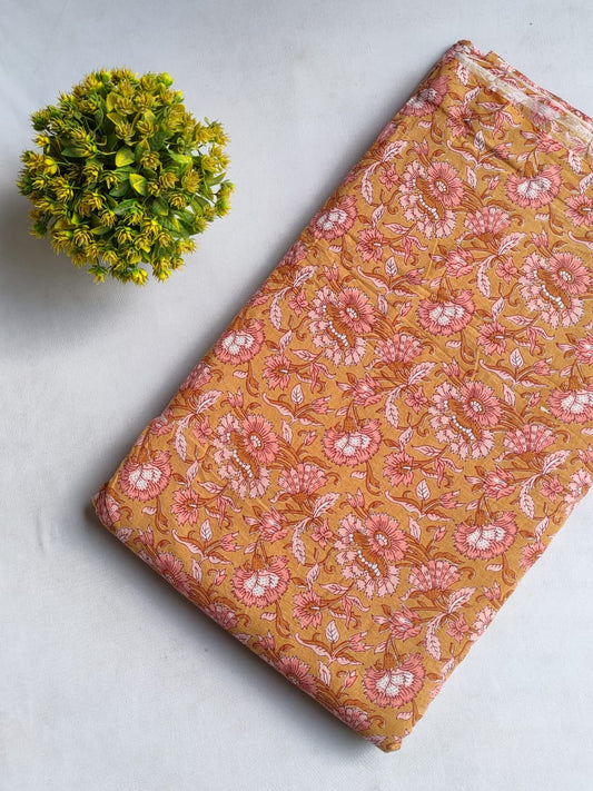 Hand Block Printed Pure Cotton Fabric In Running Length - JBRHS48