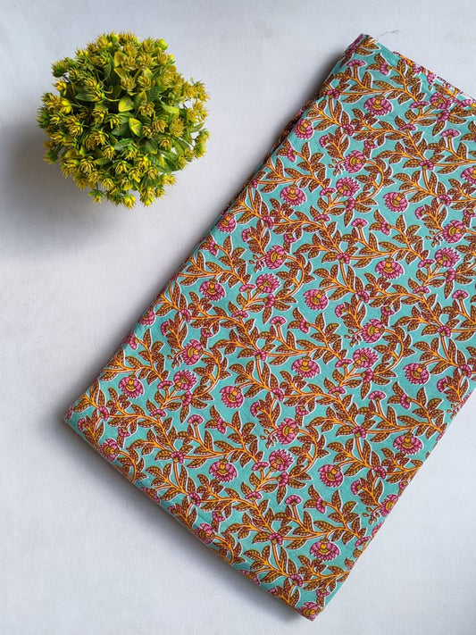 Hand Block Printed Pure Cotton Fabric In Running Length - JBRHS49