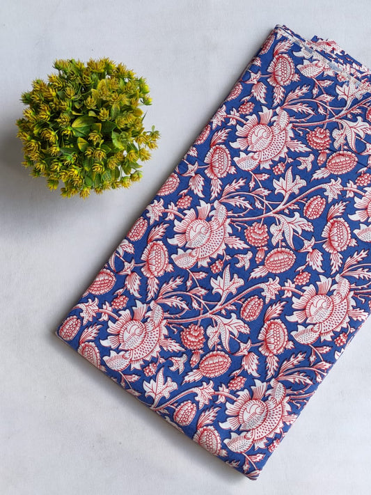 Hand Block Printed Pure Cotton Fabric In Running Length - JBRHS51
