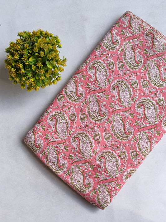 Hand Block Printed Pure Cotton Fabric In Running Length - JBRHS54