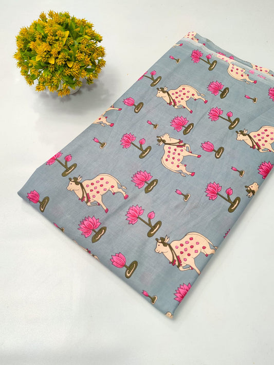 Soft cotton fabric for summer tulsi prints